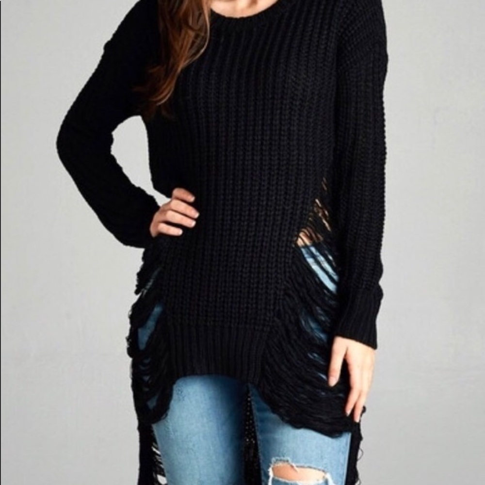 Damsel in distressed sweater